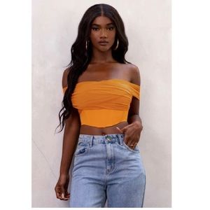 | Orange Bardot Corset Style Crop Top 
US 6
